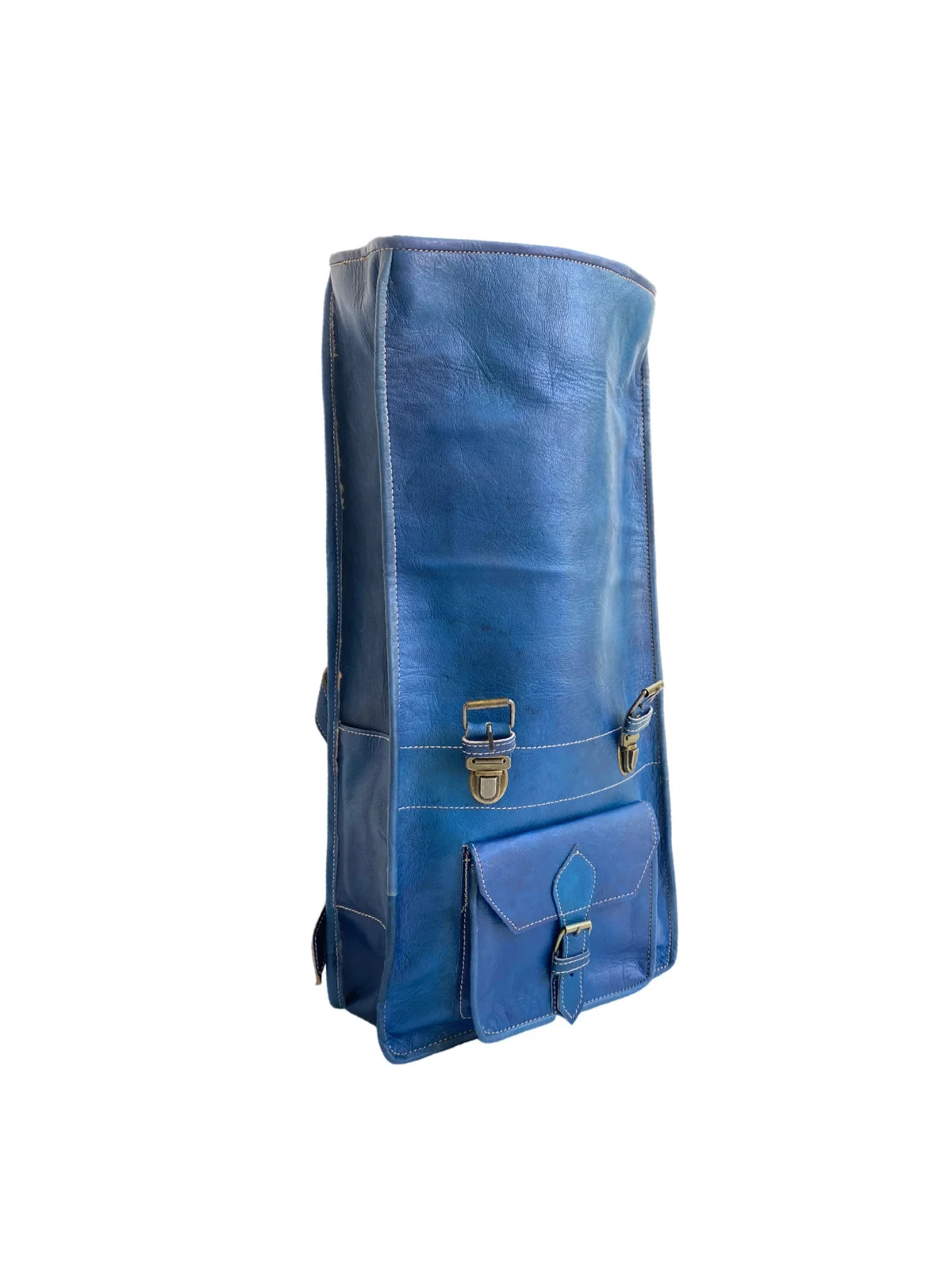 Handcrafted Genuine Leather Roll Top Bag – Denim Blue | 55cm | 100% Handmade