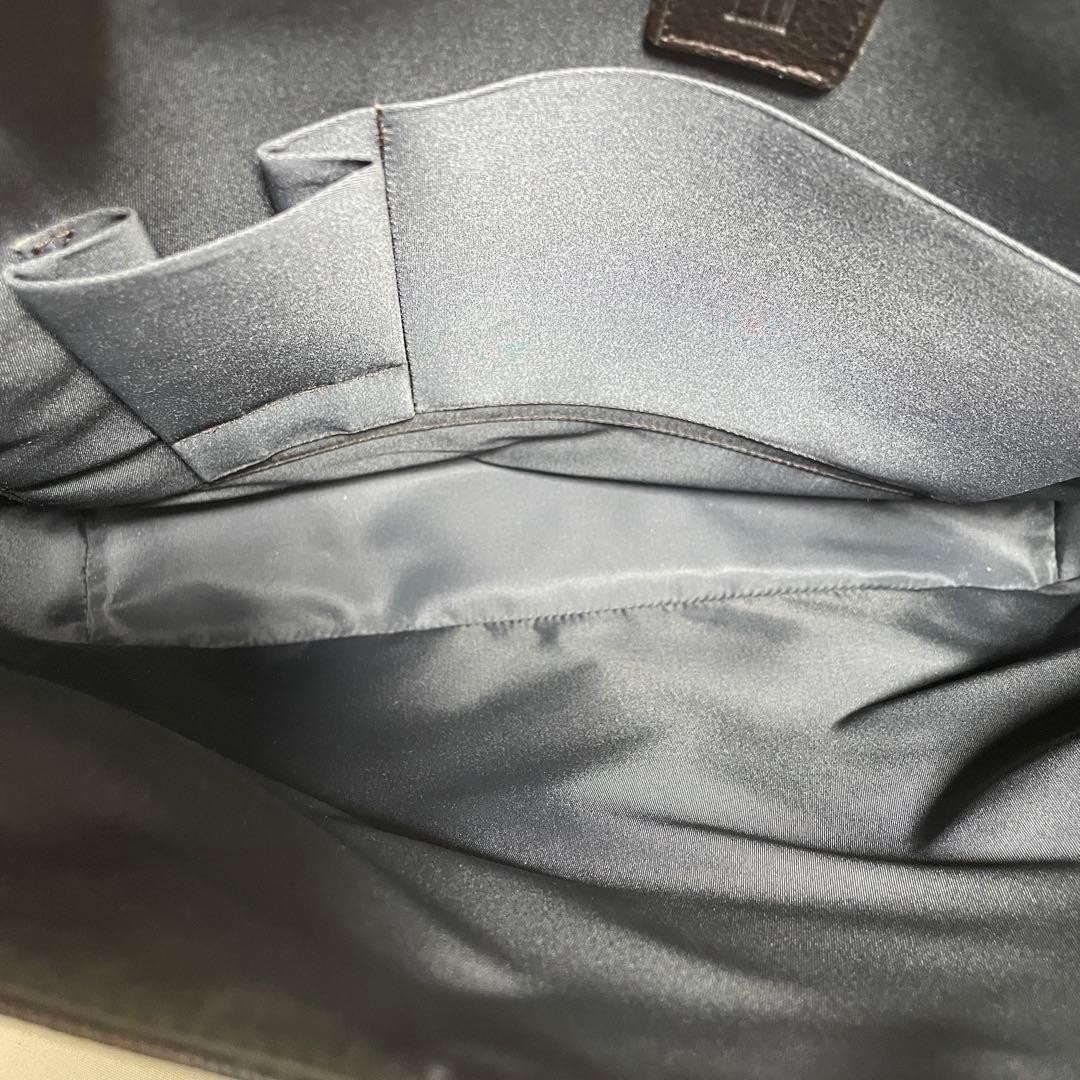 Dunhill Messenger Bag Dark Brown PVC Leather Adjustable Strap 29×33-37cm