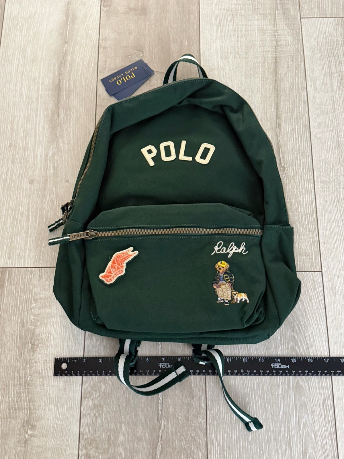Polo Ralph Lauren Dark Green Varsity Polo Bear Backpack New