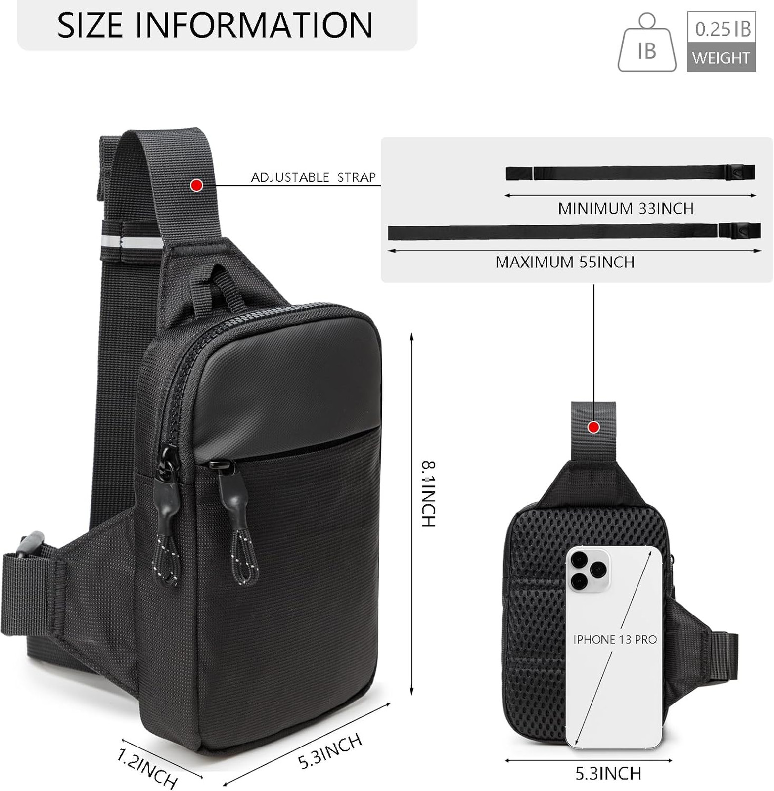 Mini Sling Bag for Men Women, Small Crossbody Travel Utility Chest Phone Bag