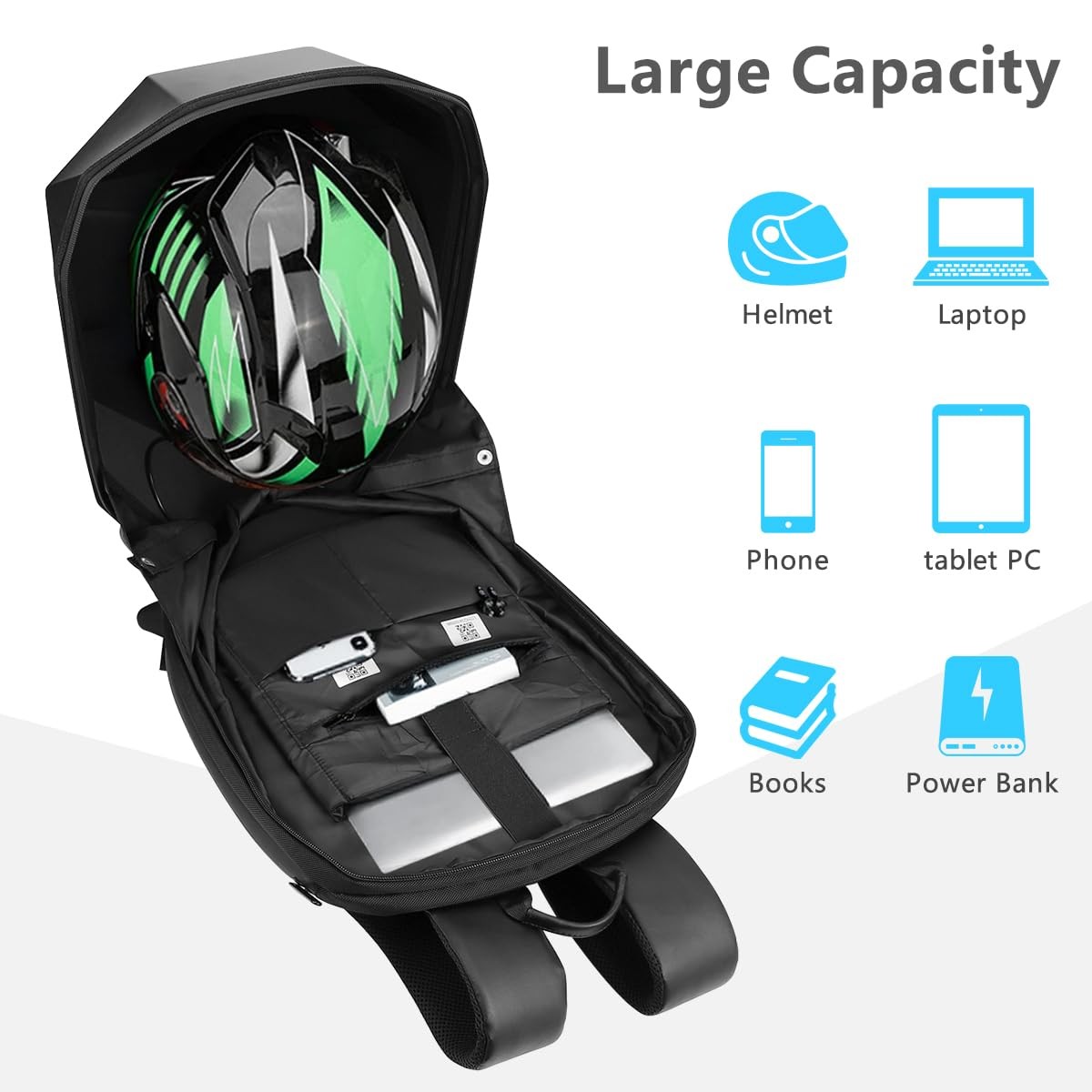 LED Motorcycle Backpack,Knight Backpack, with App Control,Programmable HD Col…