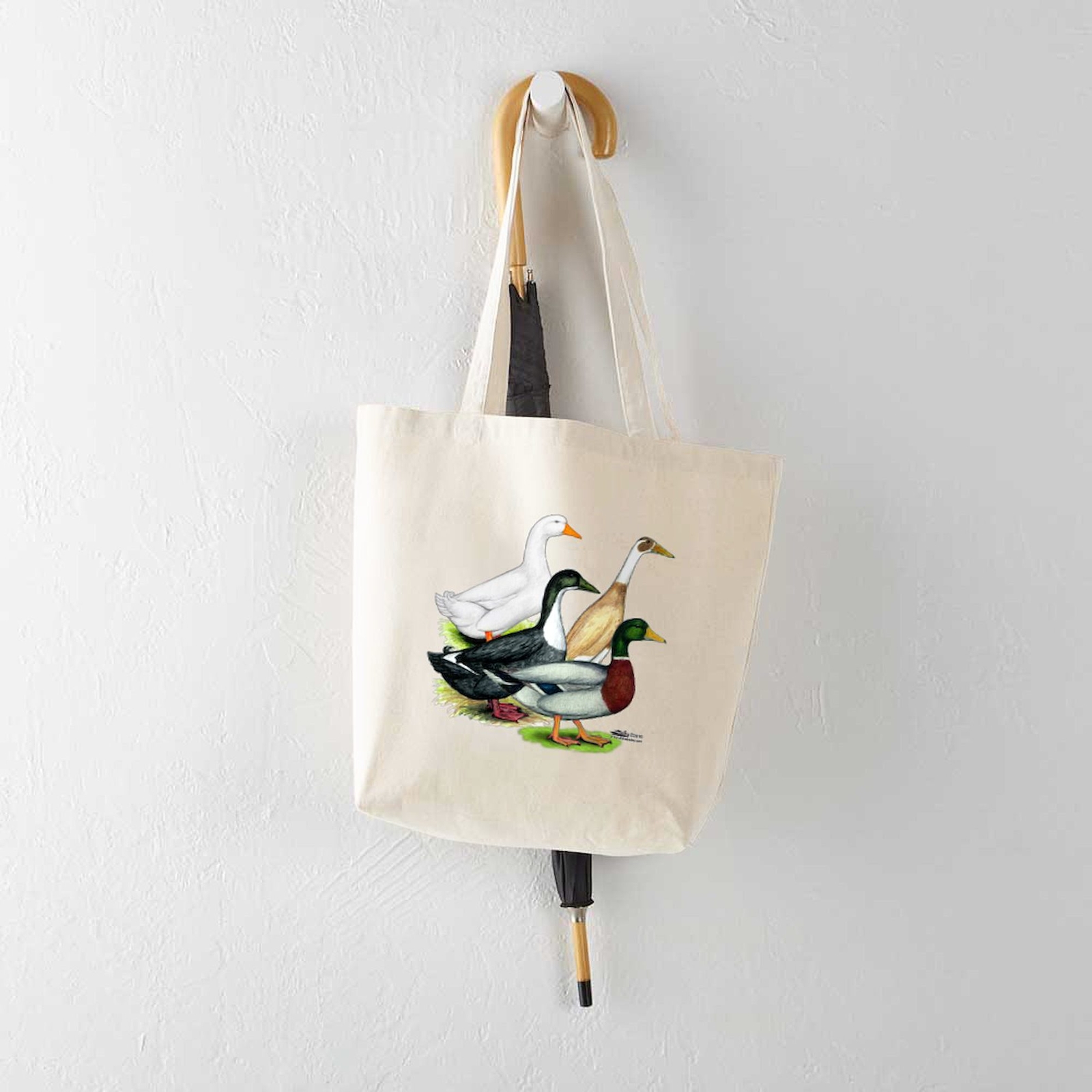 CafePress Duck Quartet Natural Canvas Tote Bag, Cloth Shopping Bag (507737270)
