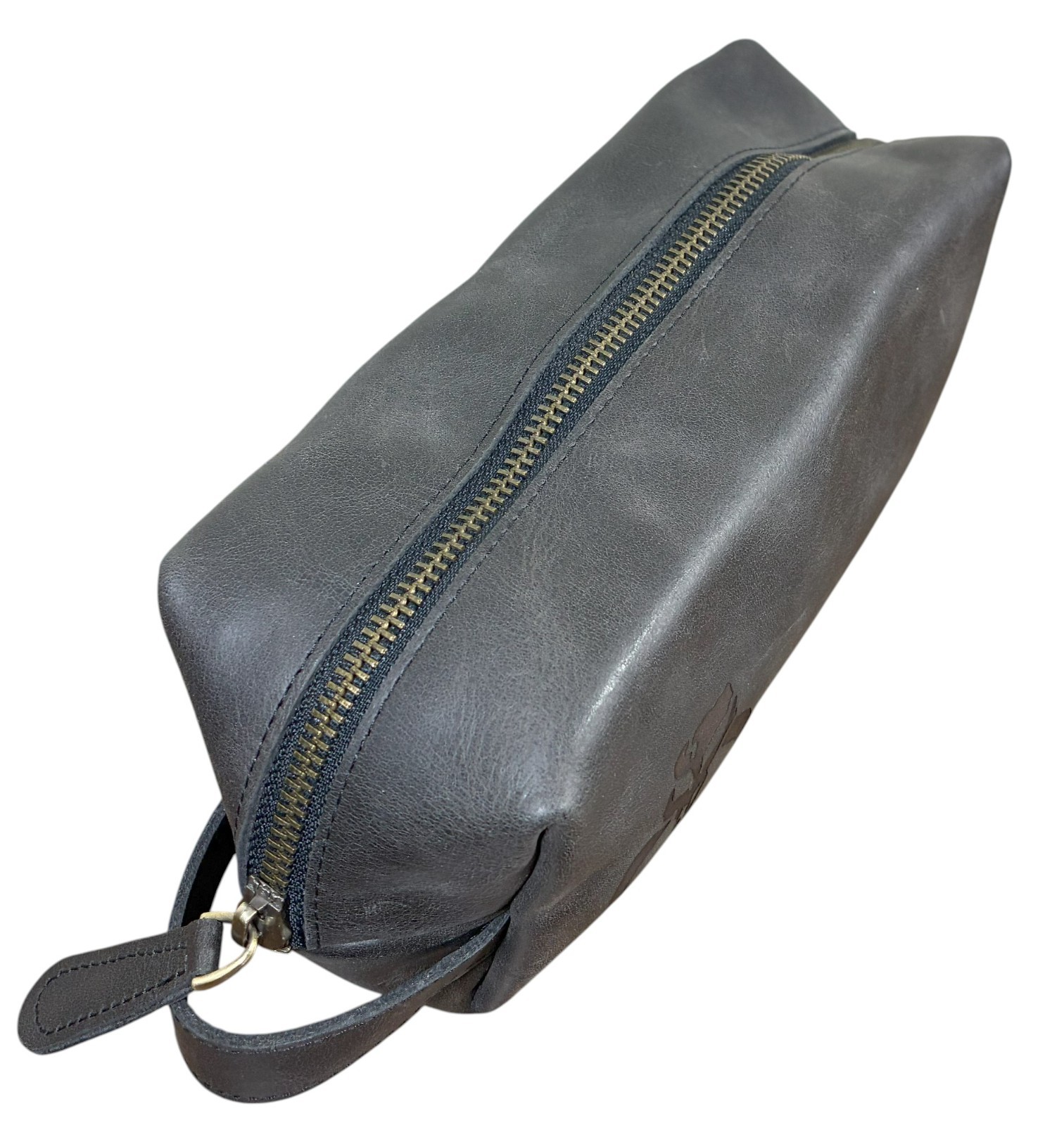Baglunch Leather Toiletry Bag Dark Brown w/ Mythosaur Skull Design