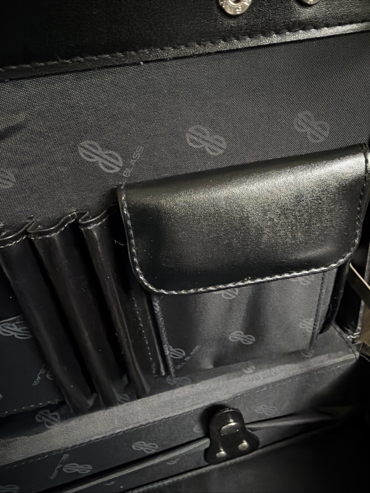 vintage Bill Blass black leather briefcase with combination locks