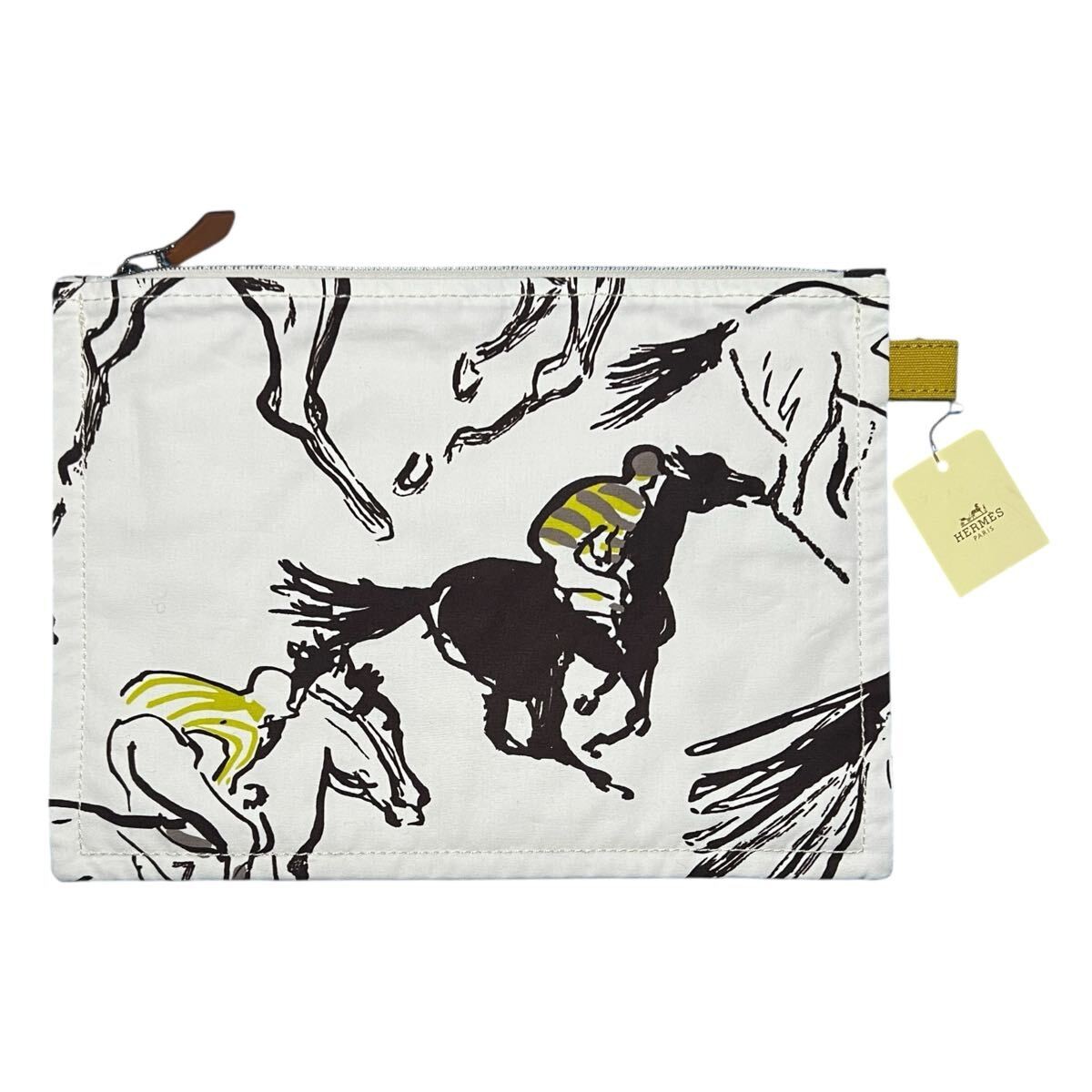 Hermes Etoile pattern cotton flat pouch HERMS Trousse Flat GM toile Coton