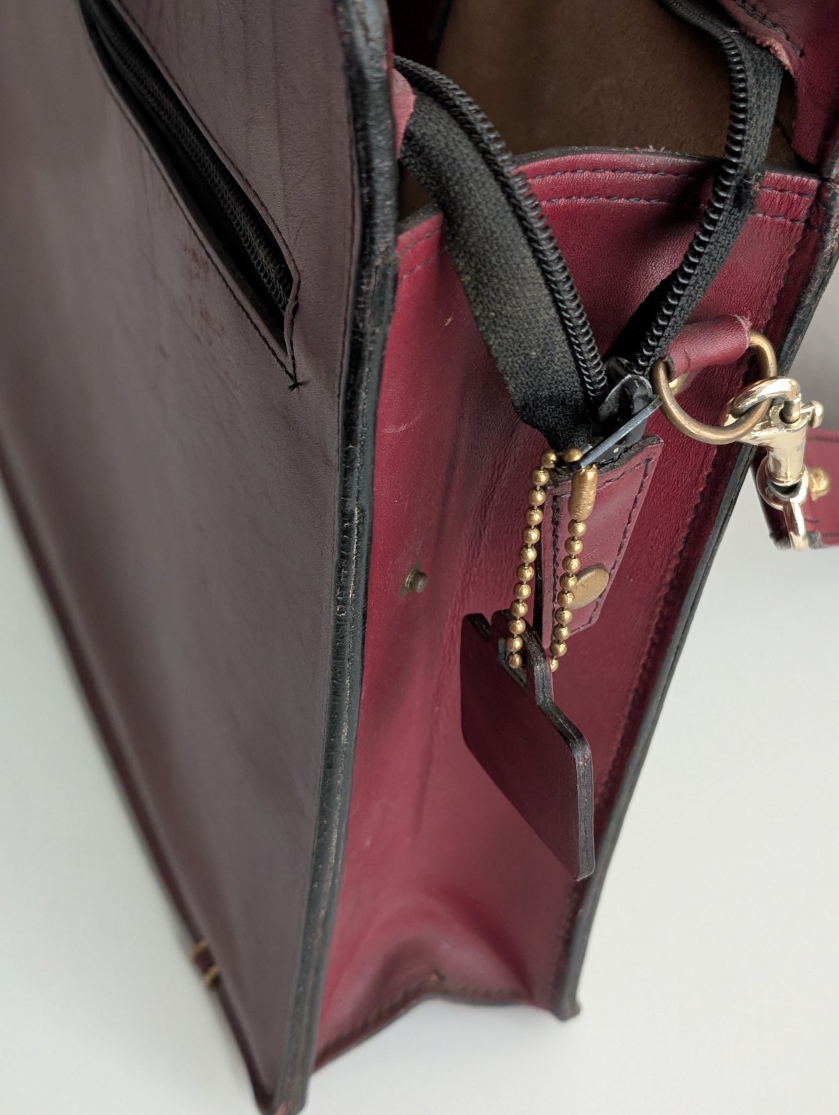 Vintage Schlesinger briefcase bag crossbody leather oxblood burgundy *READ*