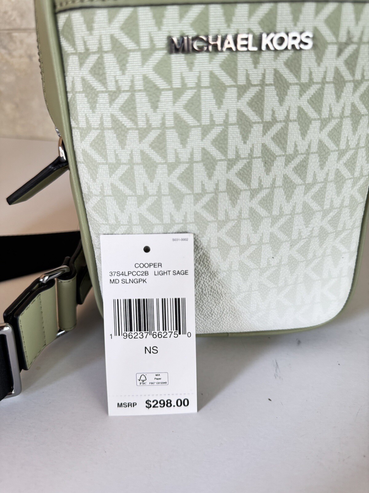 MICHAEL KORS UNISEX COOPER MEDIUM OMBRE SLING PACK CROSSBODY BAG MK LIGHT SAGE
