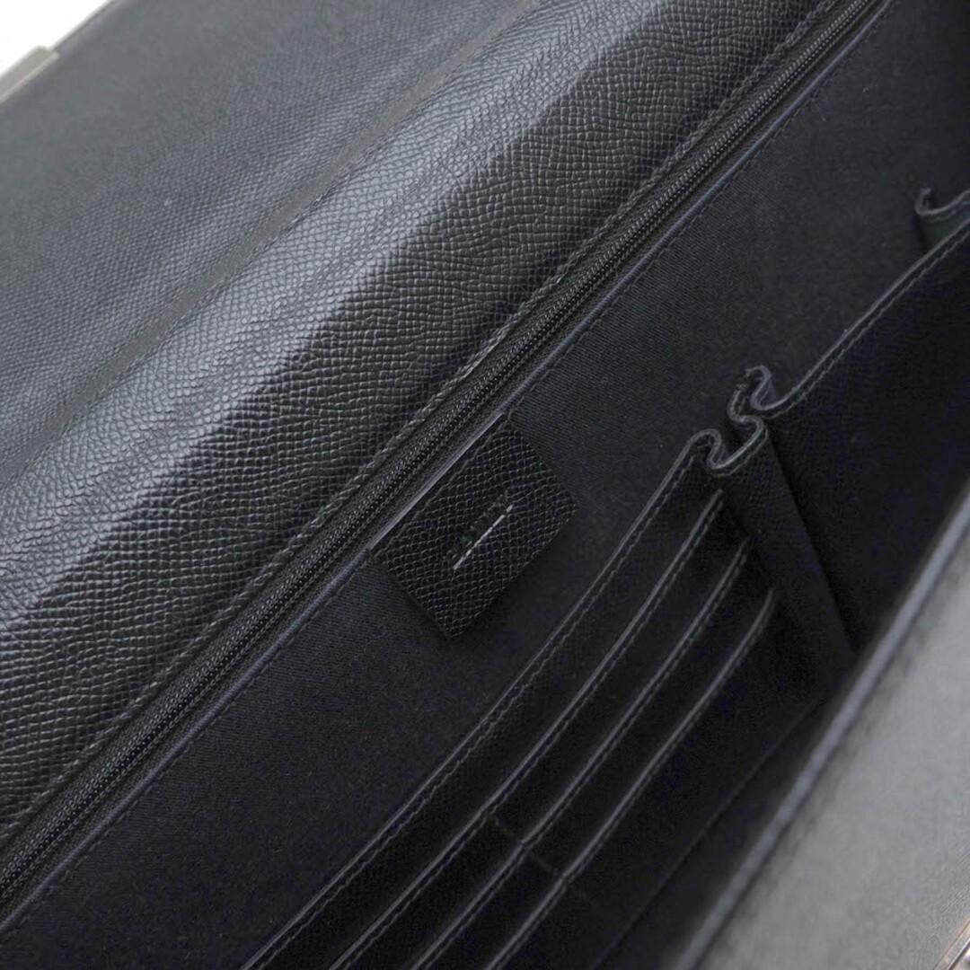 BALLY Men’s briefcase business bag leather black grain embossed 38×29×6cm