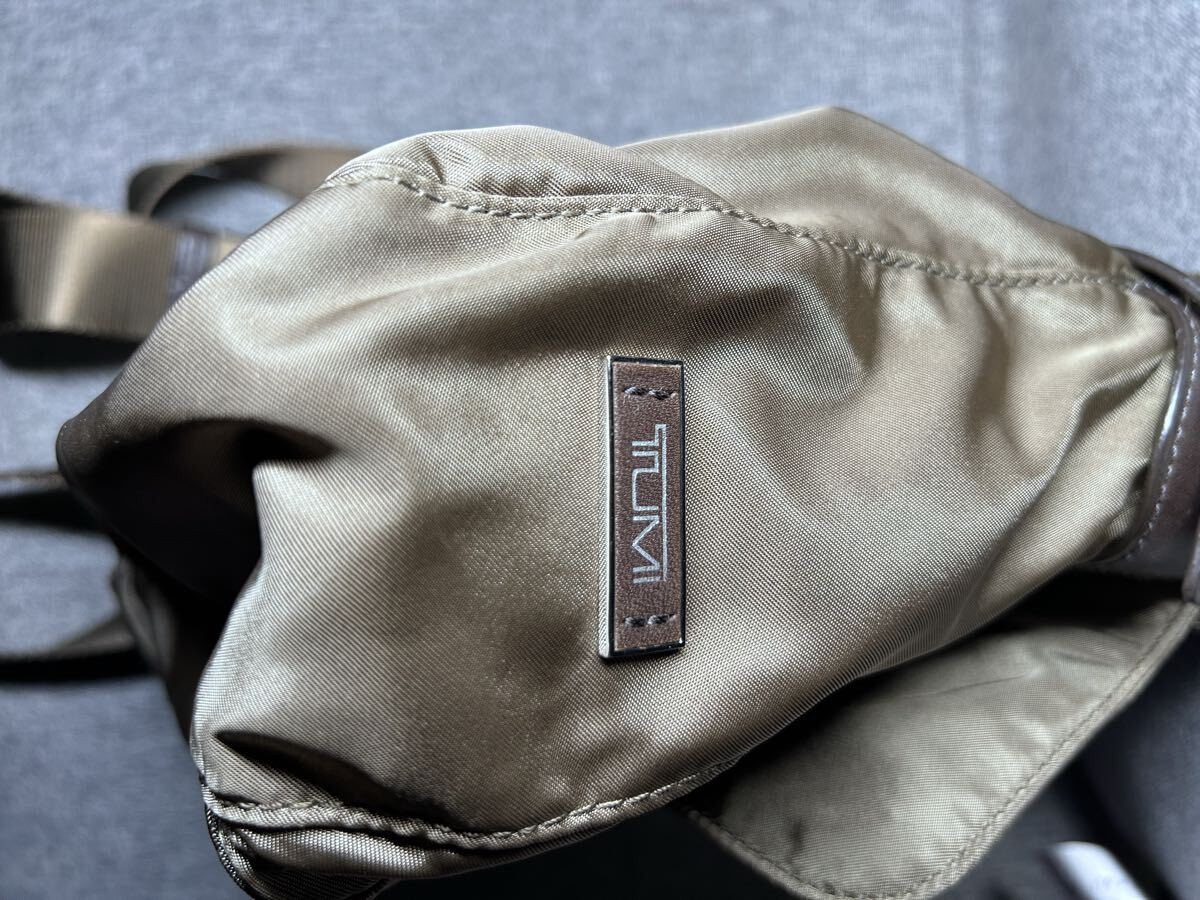 TUMI Nylon Shoulder Bag Khaki 23cm x 24cm x 7cm Adjustable Strap