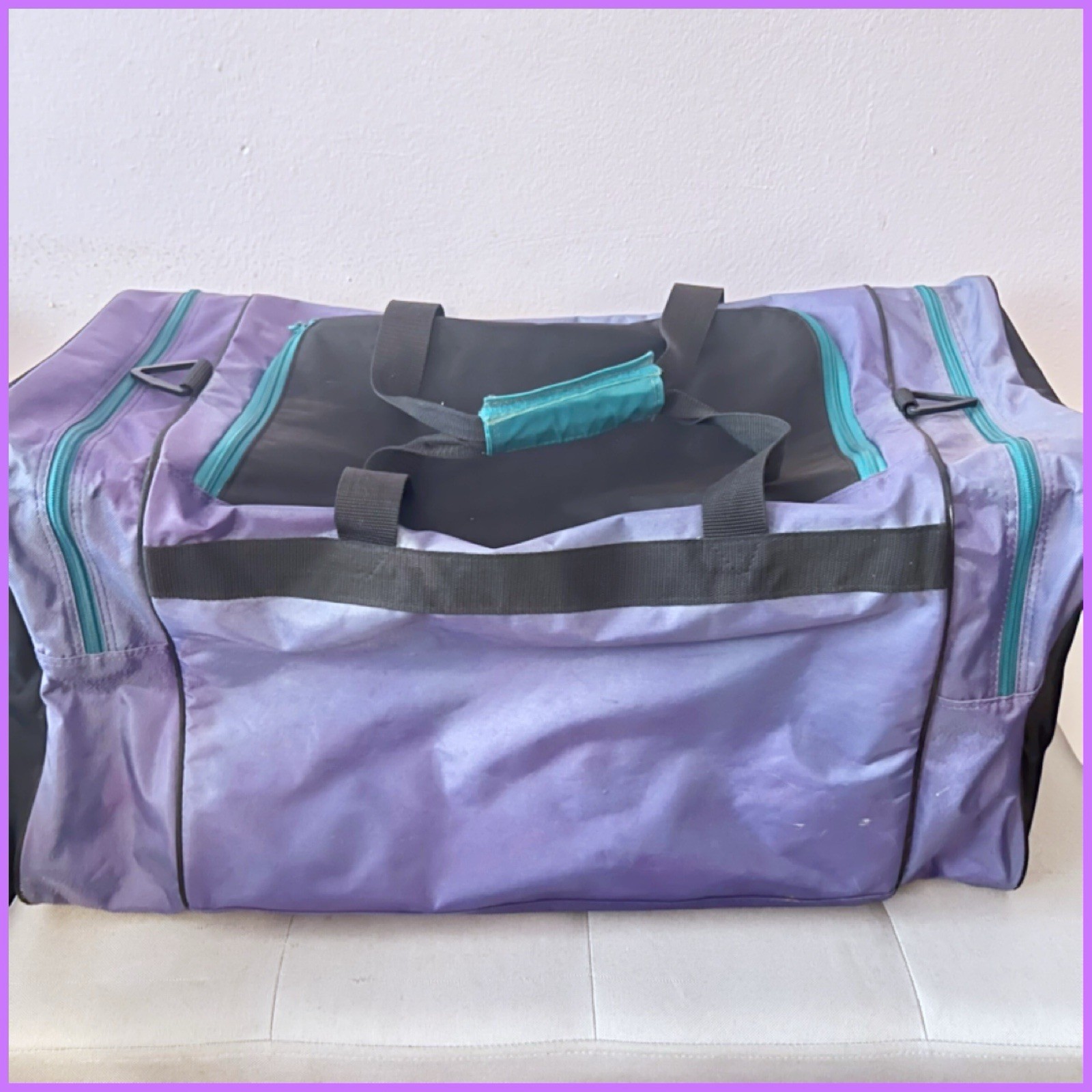 Vintage DUNLOP Sport Pro Equipment Duffle Bag Purple 90s Color Block 25x12x11