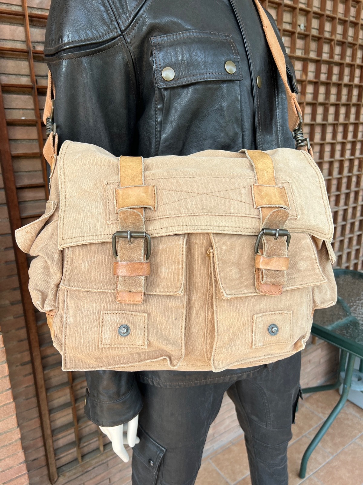TIMBERLAND Messenger Shoulder Bag Colonial Cotton Leather Legend 554