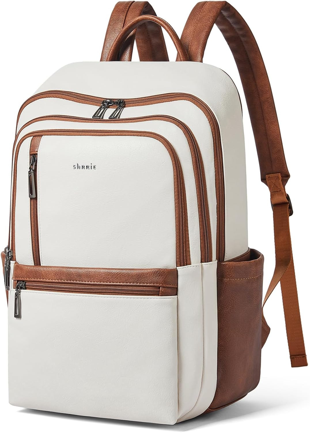 17 Inch Leather Laptop Backpack for Women, Travel Backpack with 6 Compartments
