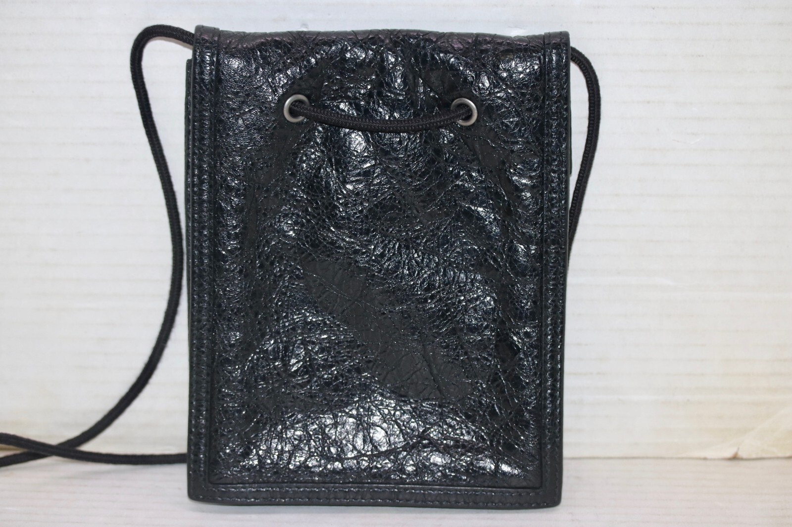 Balenciaga Men’s Explorer Small Pouch Crossbody Bag Black Arena Lambskin Leather