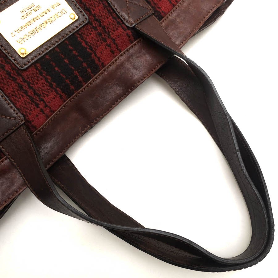 Dolce & Gabbana Tote Bag DOLCE BM0695 A9S76 SHOPPING TESSUTO CHECK1 + CUOIO