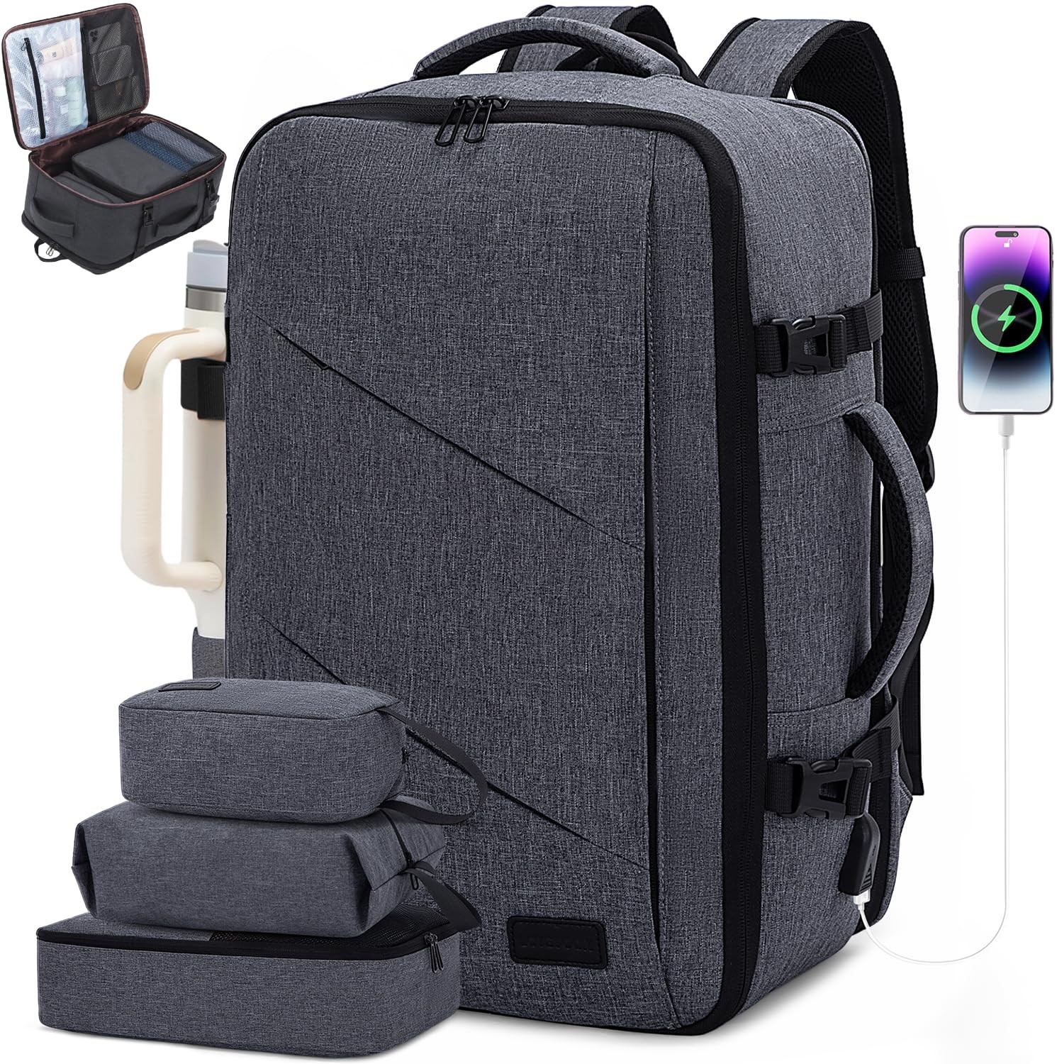 Travel Backpack, 40L Extra Large Backpack, Carry on Backpack 17 Inch with USB…