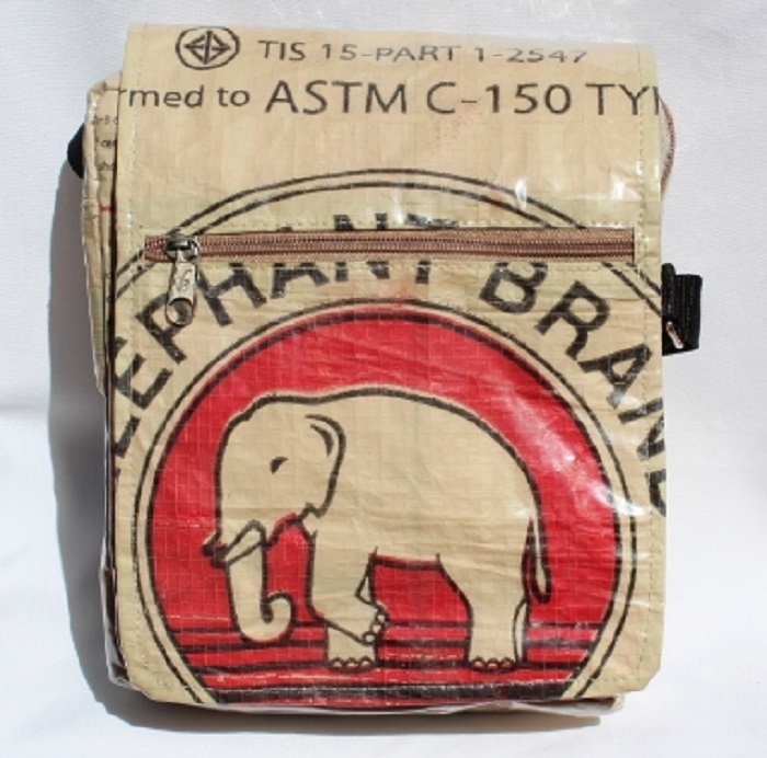 Recycled Elephant Brand Cement Deluxe Small Messenger Bag Fair Trade