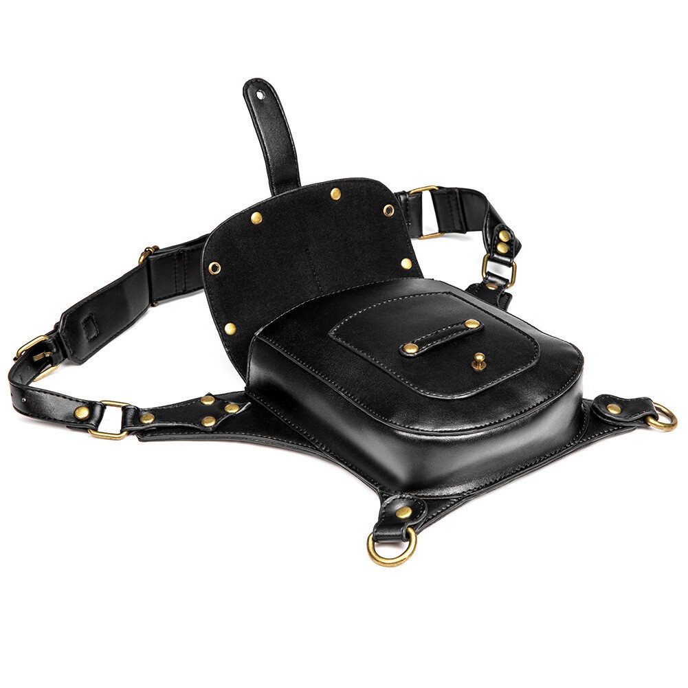 GEARDUKE Motorcycle Gothic Steampunk Leather Crossbody Shoulder waist Chest Bag