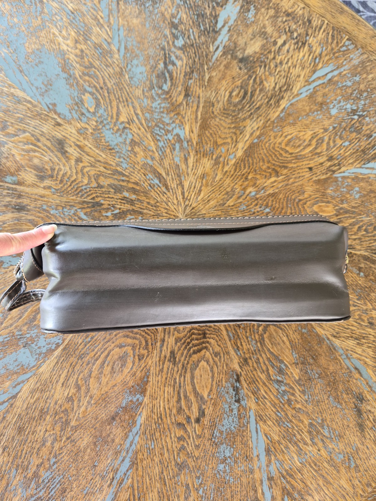 Vintage Buxton Leather Dopp Kit Dark Brown Shaving Toiletry Travel Bag