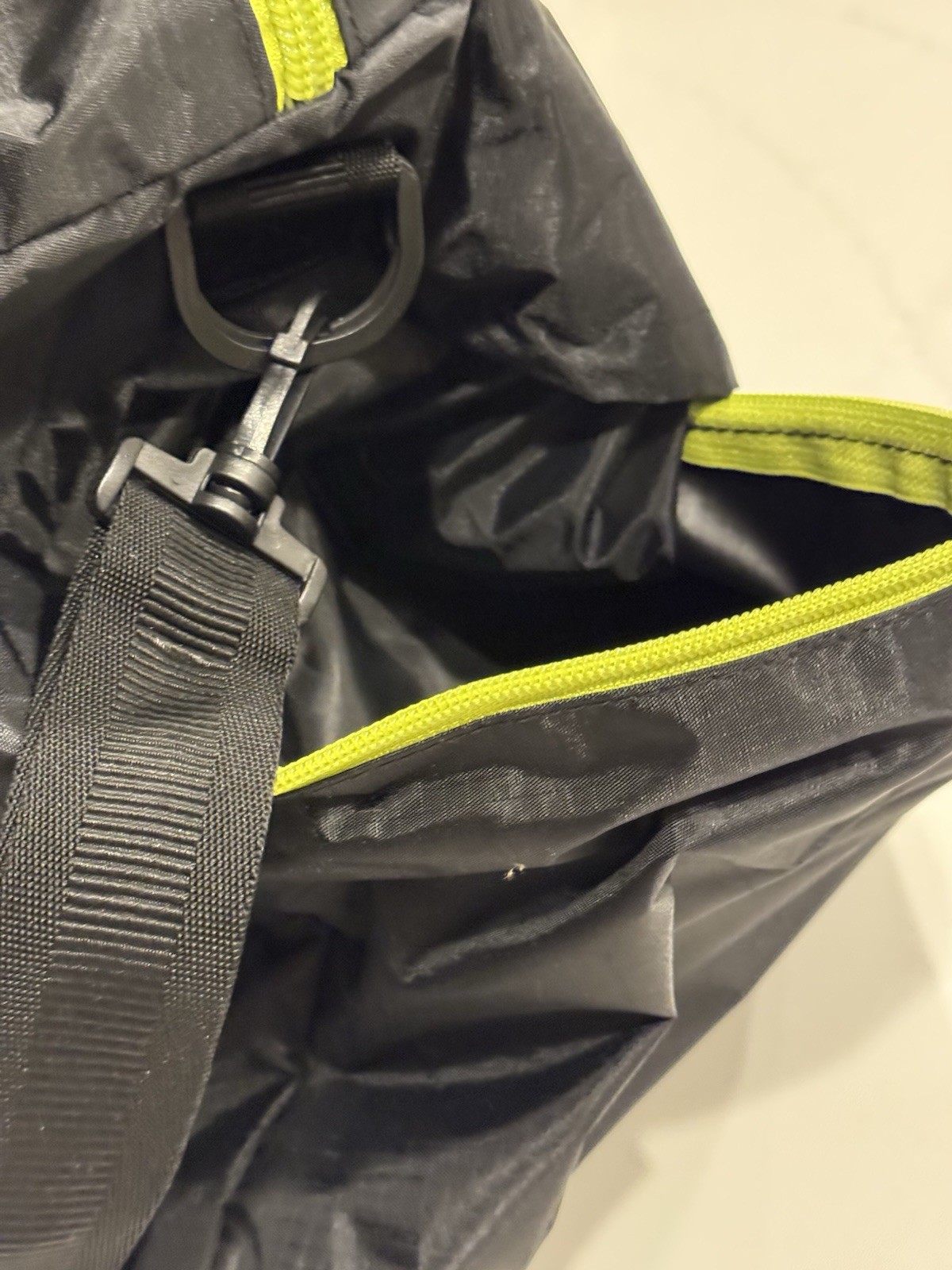 Coleman Flex Duffel Bag. Black and Neon Green with Shoulder Strap.
