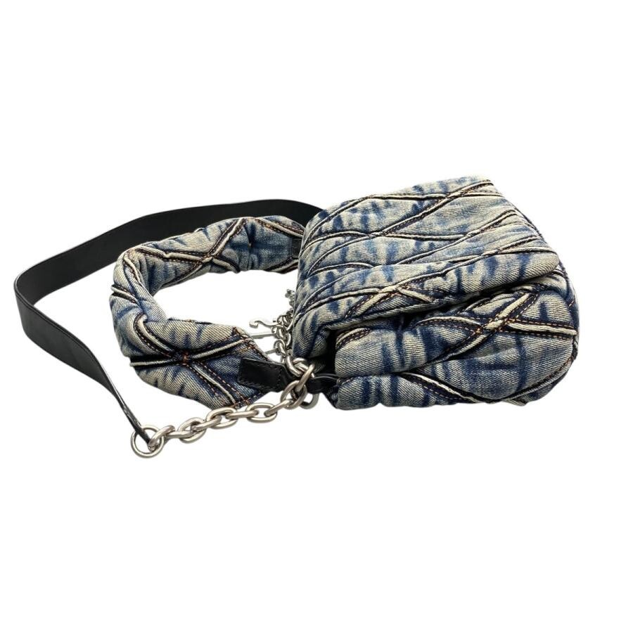 DIESEL Indigo Cotton Leather Shoulder Bag Men Crossbody 10.2×7.5×3.5 in 104cm