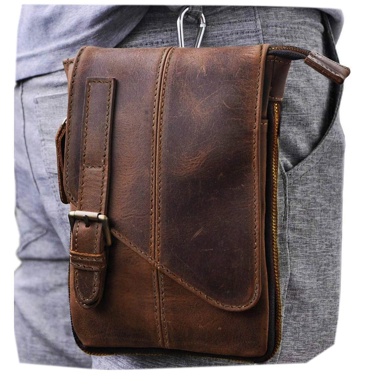 Mens Crazy Horse Leather Bag Casual University School Bag Travel Bag…