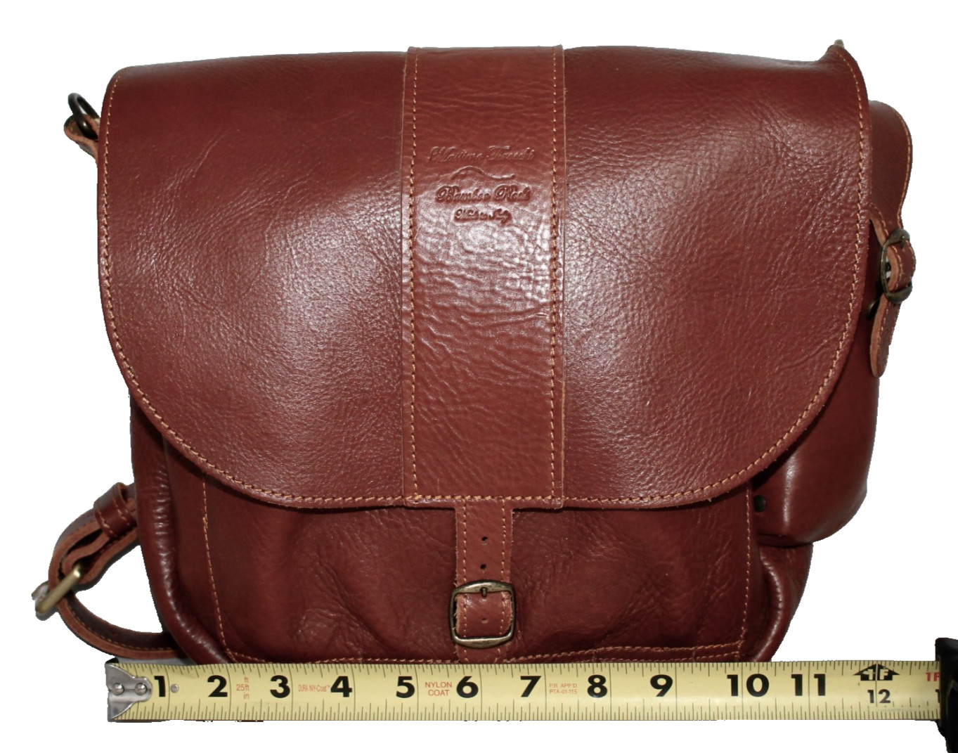 MASSIMO TIROCCHI River Bag Fishing Messenger Crossbody Brown Italian Leather