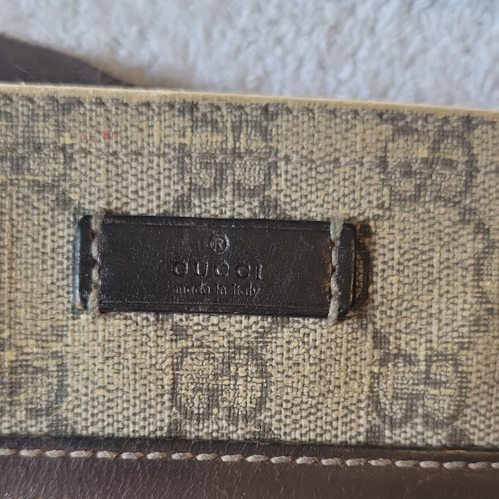 Gucci GG Monogram Messenger Bag Beige/Brown Zip Shoulder Crossbody Strap
