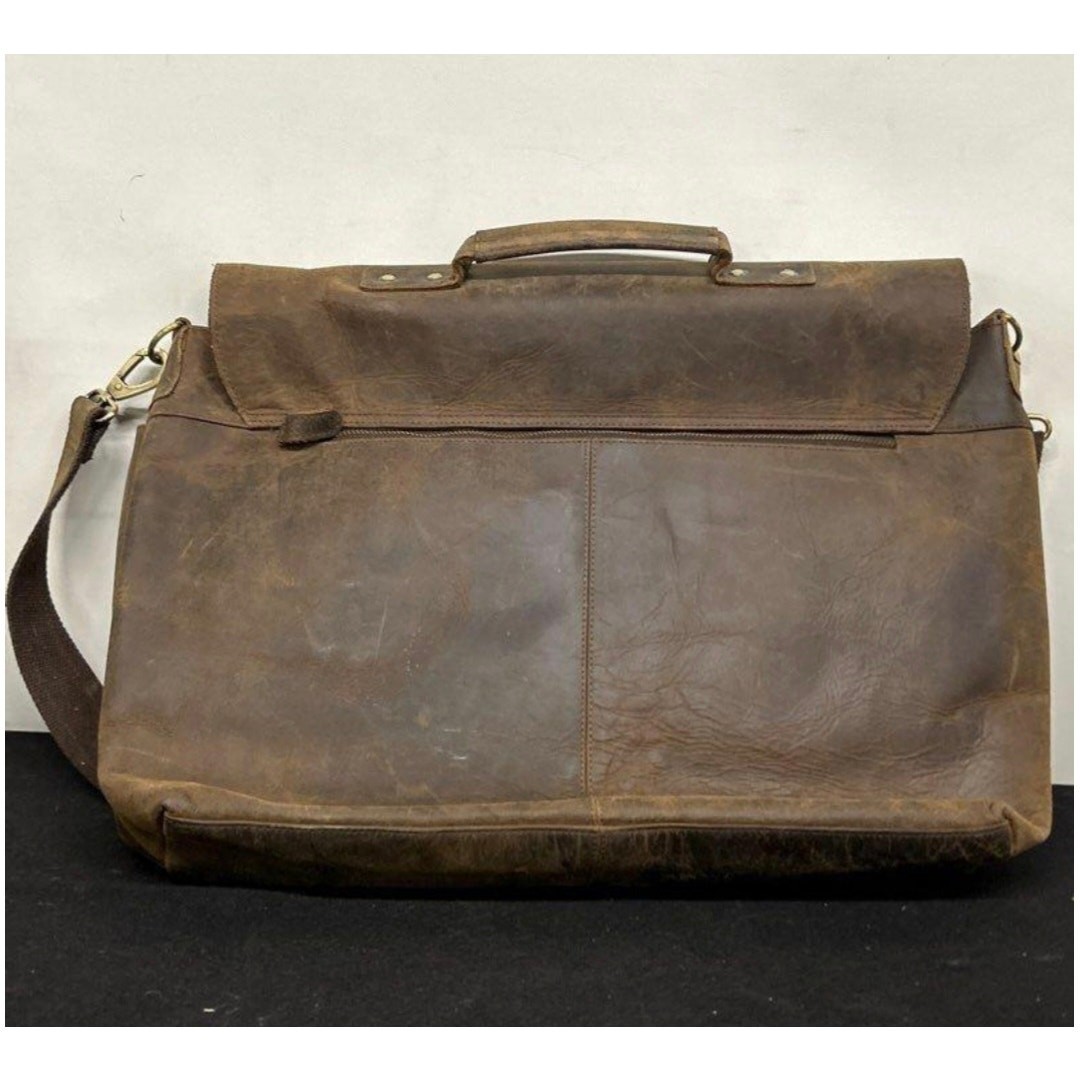 KOMALC XL 18″ BRIEFCASE BUFFALO LEATHER CROSSBODY MESSENGER BAG