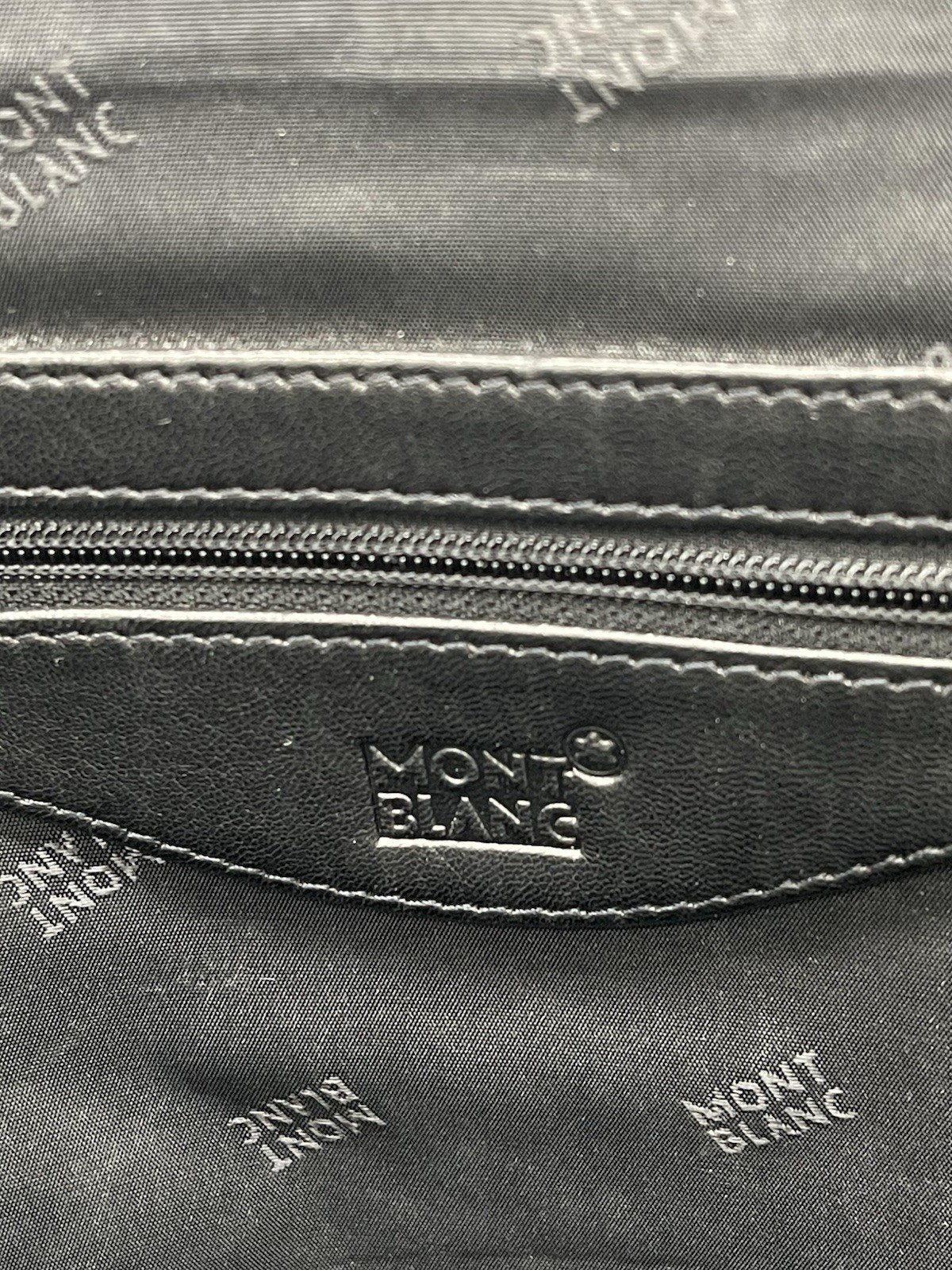 MONTBLANC Black Leather Briefcase Laptop Satchel Work Bag Travel Tote Classic
