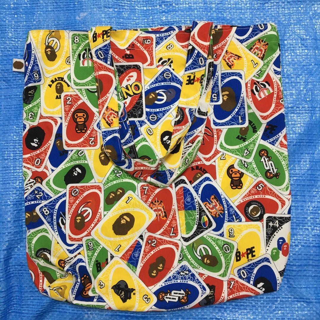 A Bathing Ape UNO Nylon Tote Bag Blue Near Mint Width: approx. 37cm, USED item