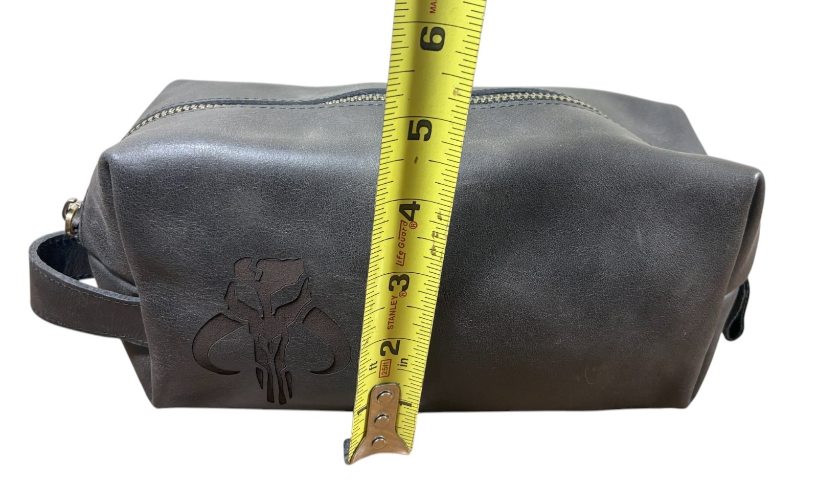 Baglunch Leather Toiletry Bag Dark Brown w/ Mythosaur Skull Design