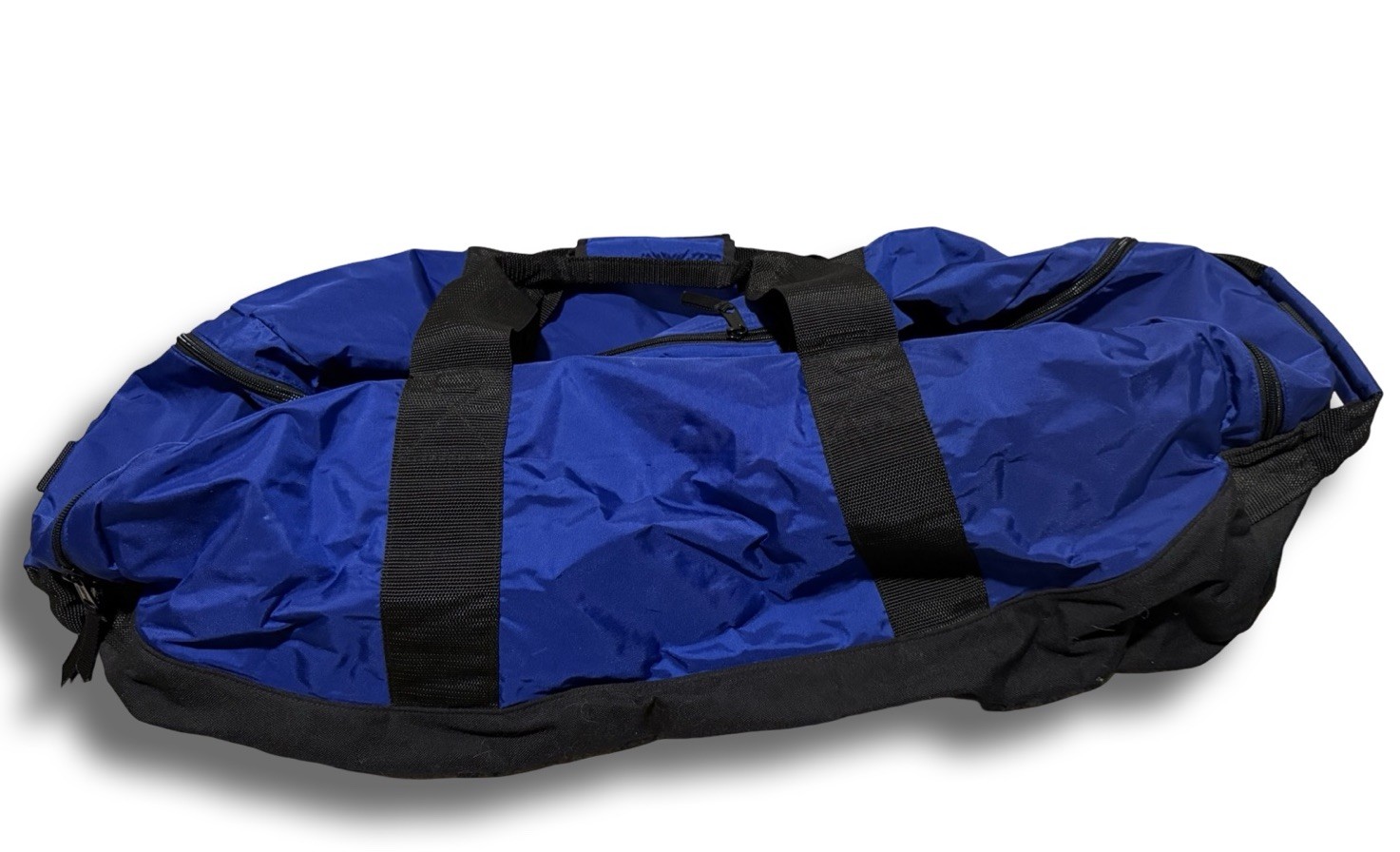 LL Bean Duffle Bag Medium Adventure Royal Blue/Black Travel Gym Nylon 05382 VTG
