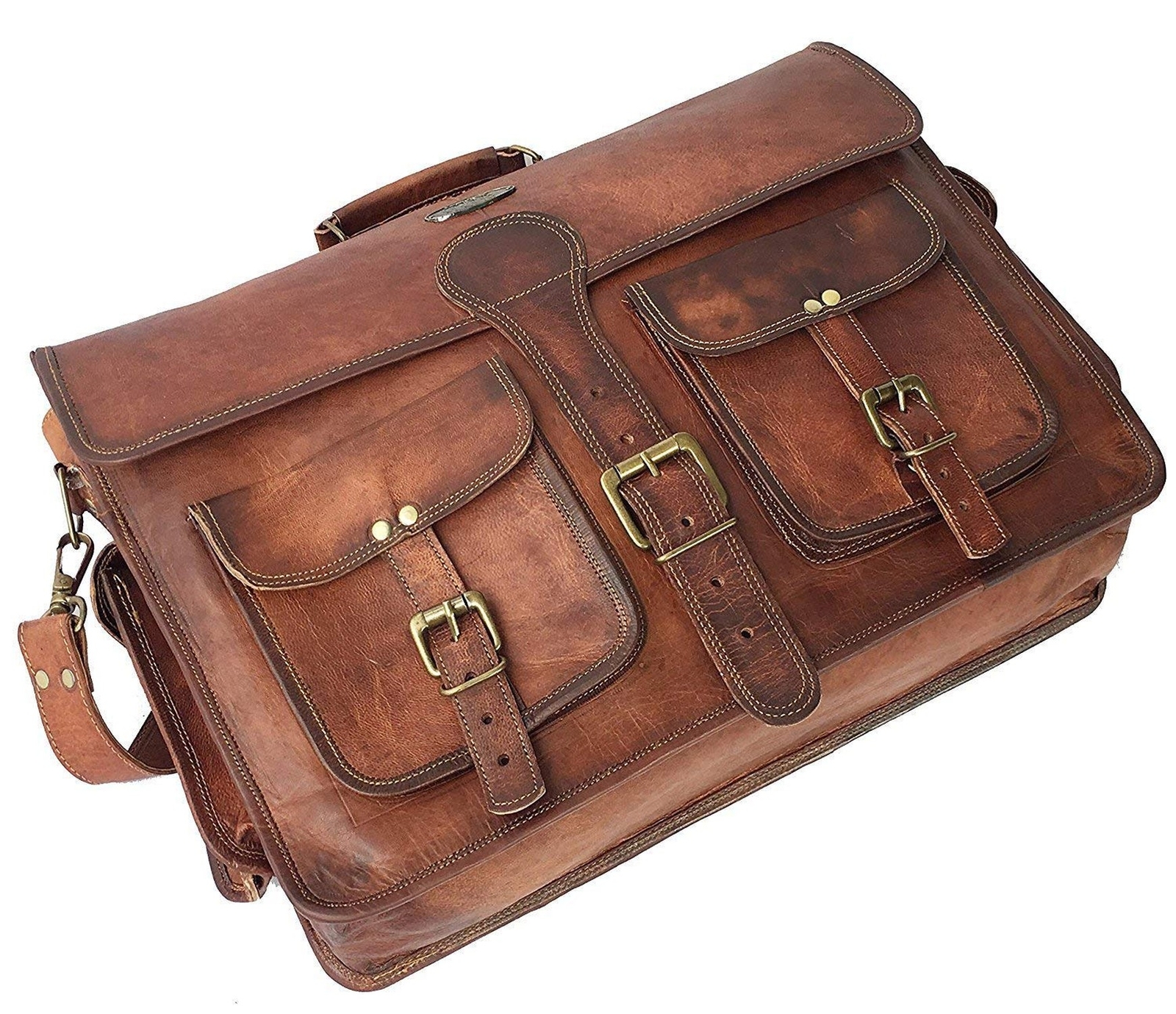 cuero Leather Messenger Bag for Men, 18 Inch Laptop Bag, Crossbody Bag Men, V…