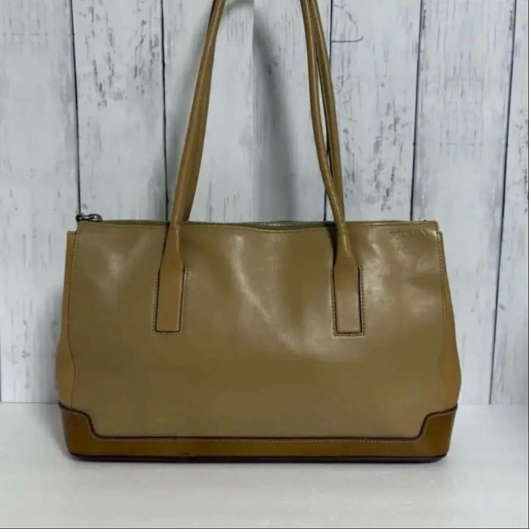 PRADA 2000s Archive Leather Shoulder Bag Camel Beige Vintage W32×H21×D11cm