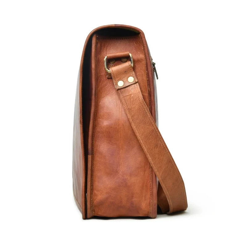 Men’s Handmade Genuine Leather Laptop Messenger Bag Vintage Brown Satchel