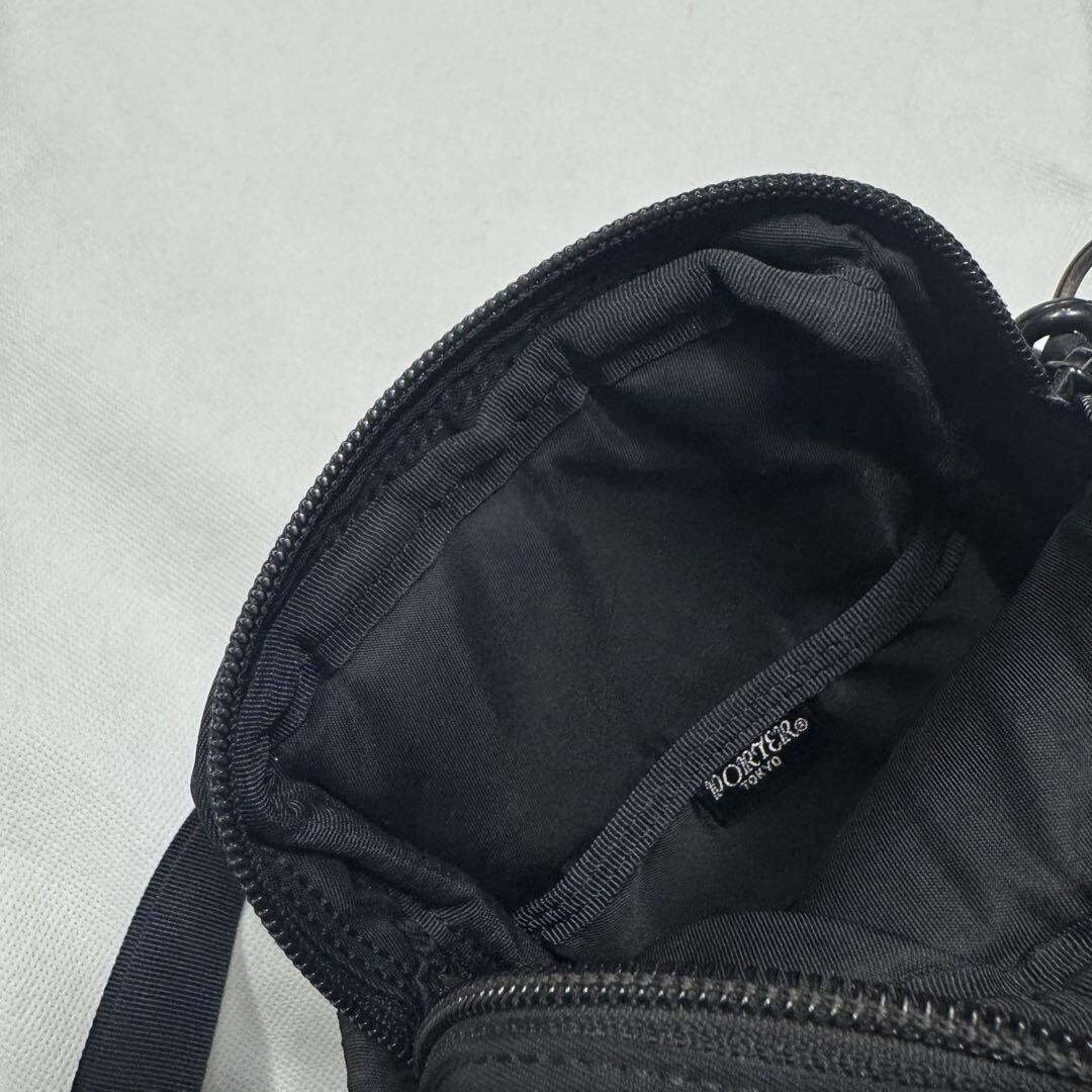 Porter Shadow Check Shoulder Bag Black Compact Crossbody Japan 15x20x4cm