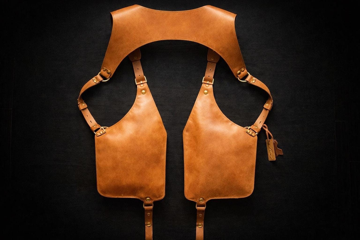 Mobile Holster Adjustable Harness with Zippered-Bags, Vintage Shoulder Holster