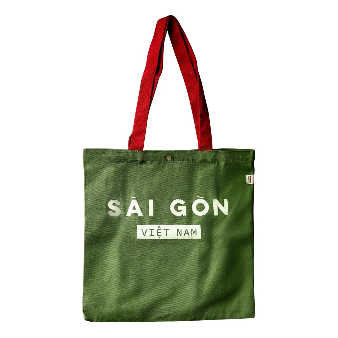 CONG CAPHE – Vietnamese Local Canvas Tote Bag – Stylish & Durable Green