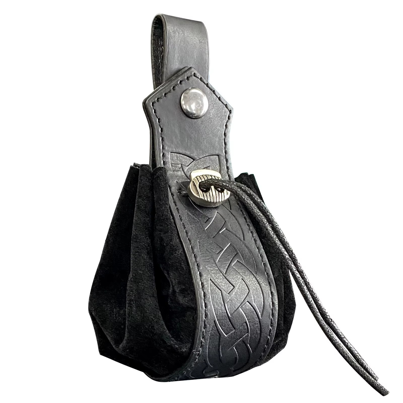 Medieval PU Leather Pouch Vintage Belt Drawstring Purse Viking Waist Bag Cosplay