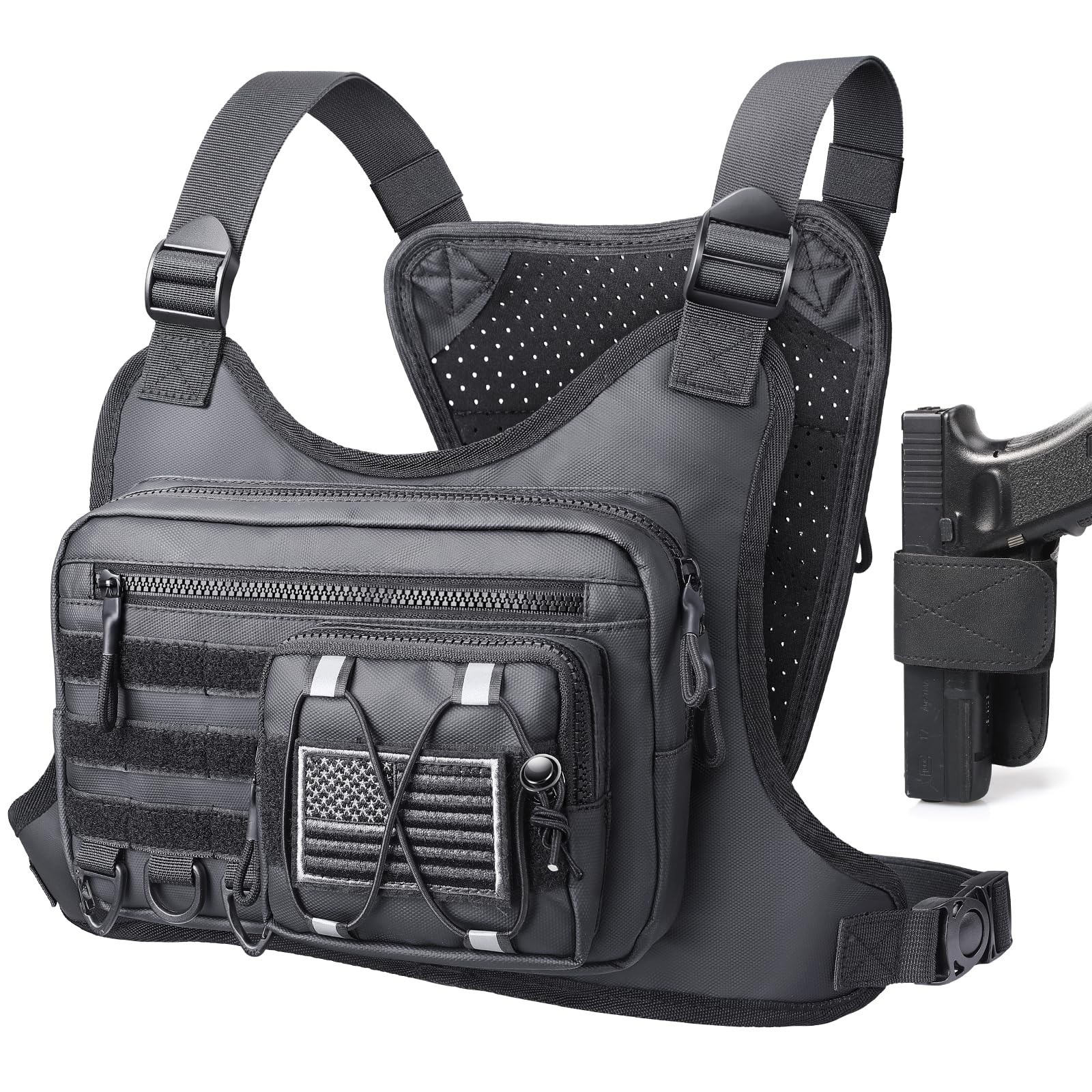 Tactical Chest Bag for Outdoor Sports, Running, Hiking, Cycling, EDC Gear