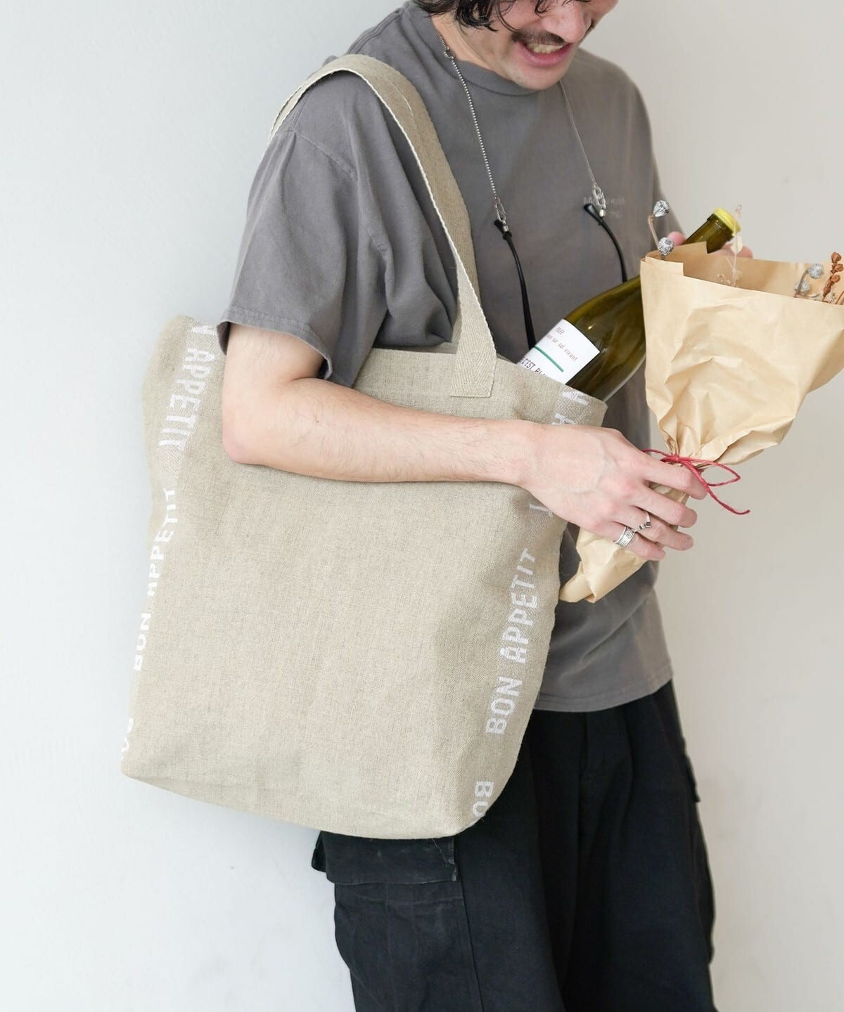 (ASK availability First) BEAMS Charvet Editions / “BON APPETIT” Linen Tote new