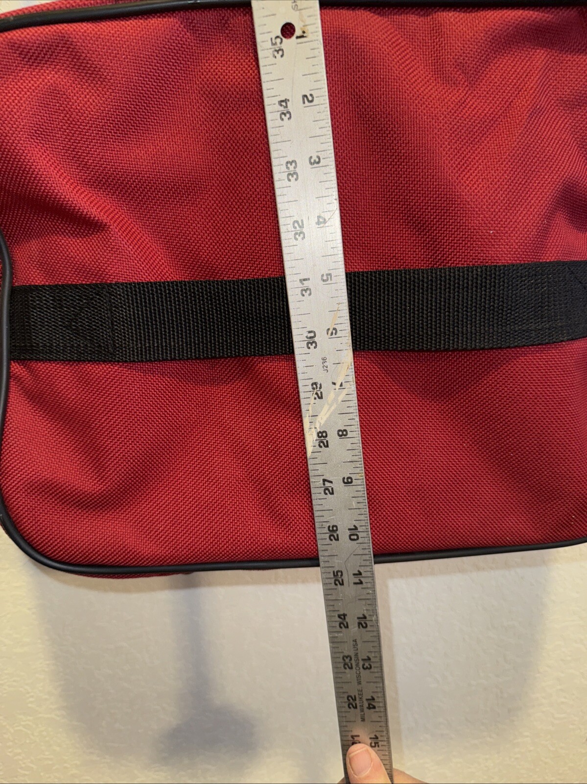 Protocol Messenger Bag Red 10in x 12in x 6in water resistant crossbody strap