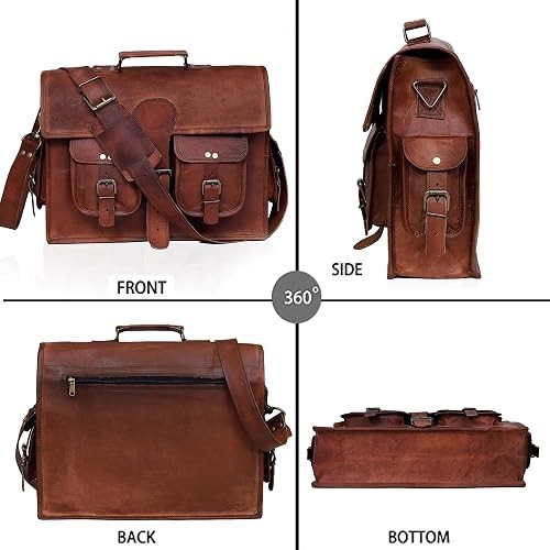 Handmade Men’s Genuine Leather Vintage Laptop Messenger Briefcase Bag Satchel