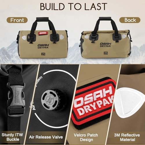 Waterproof Duffel Bag – Motorcycle Dry Bag Tail Bag with Large 40L Brown