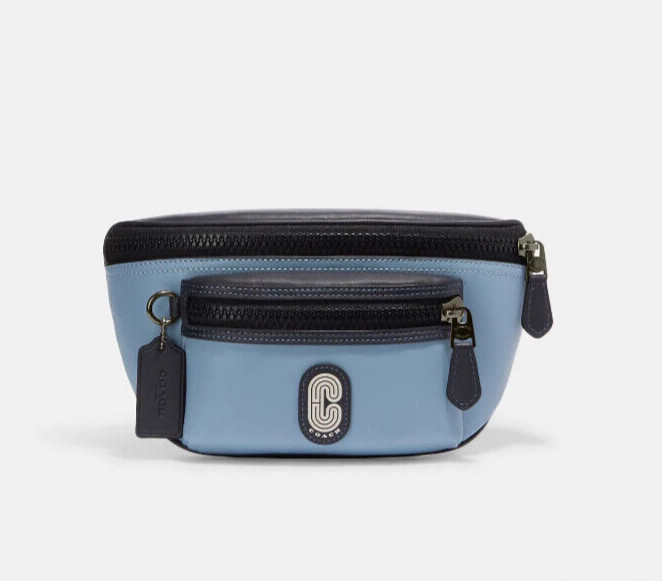 Coach Men’s Black Antique Nickel/Midnight Westway Retro Leather Belt Bag (CE495)