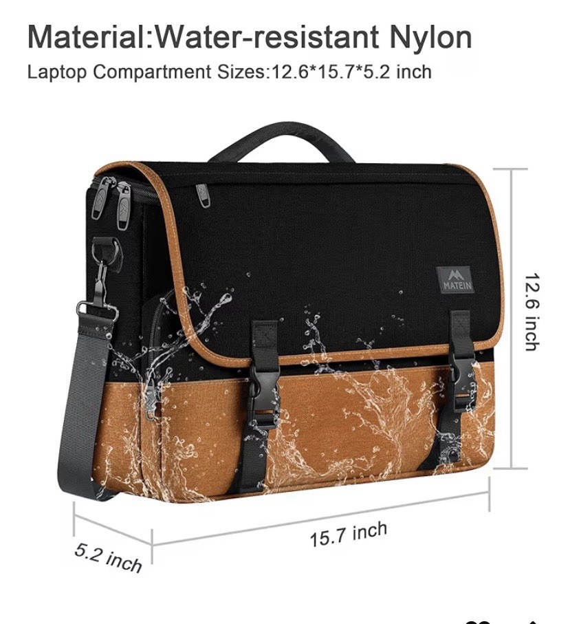 MATEIN Messenger Bag, Briefcases Lightweight Waterproof Laptop Bag 15.6 Inch,