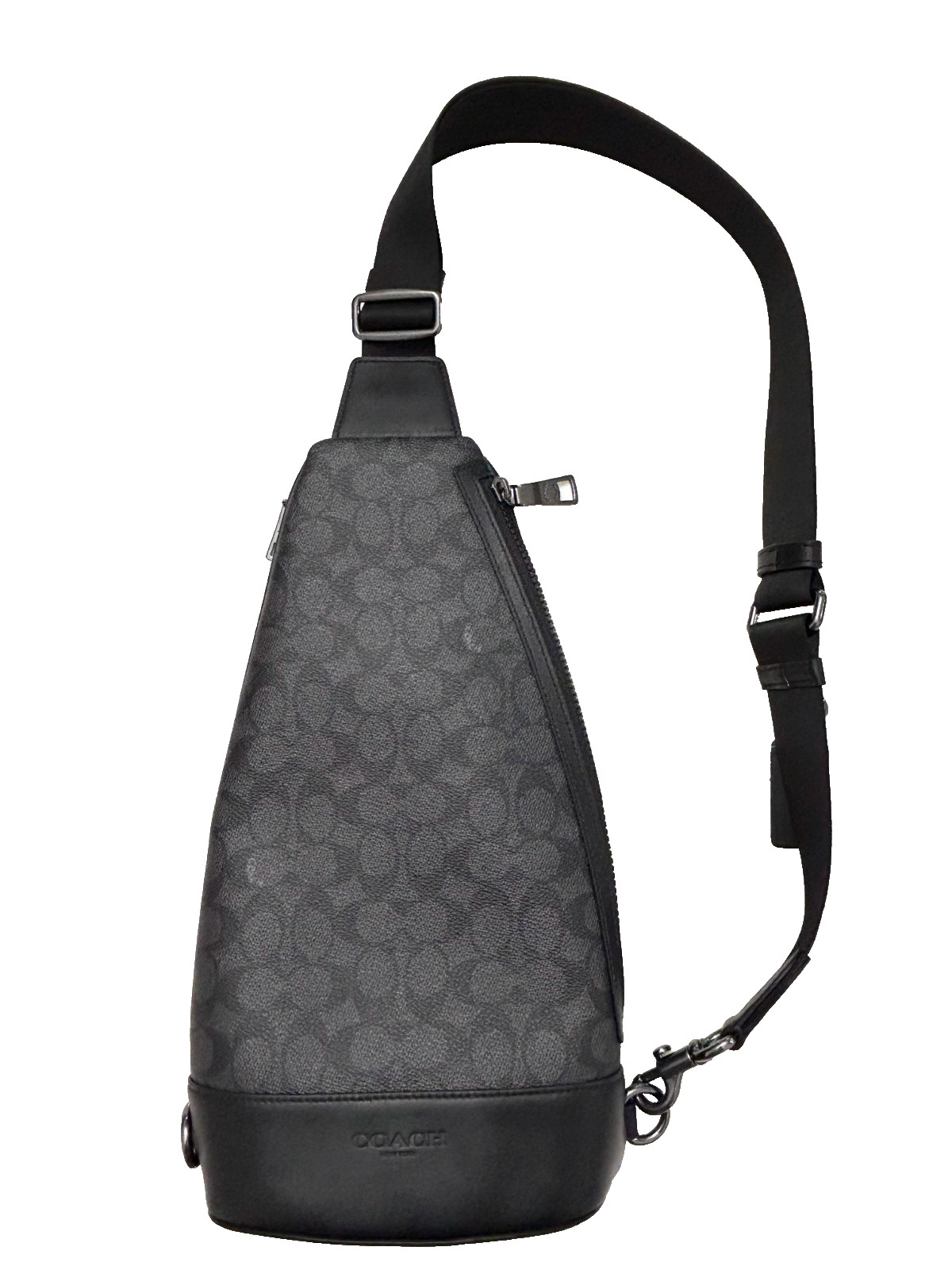 NWT Coach Dominic Sling Pack Signature Canvas Charcoal / Black / Gunmetal CY801