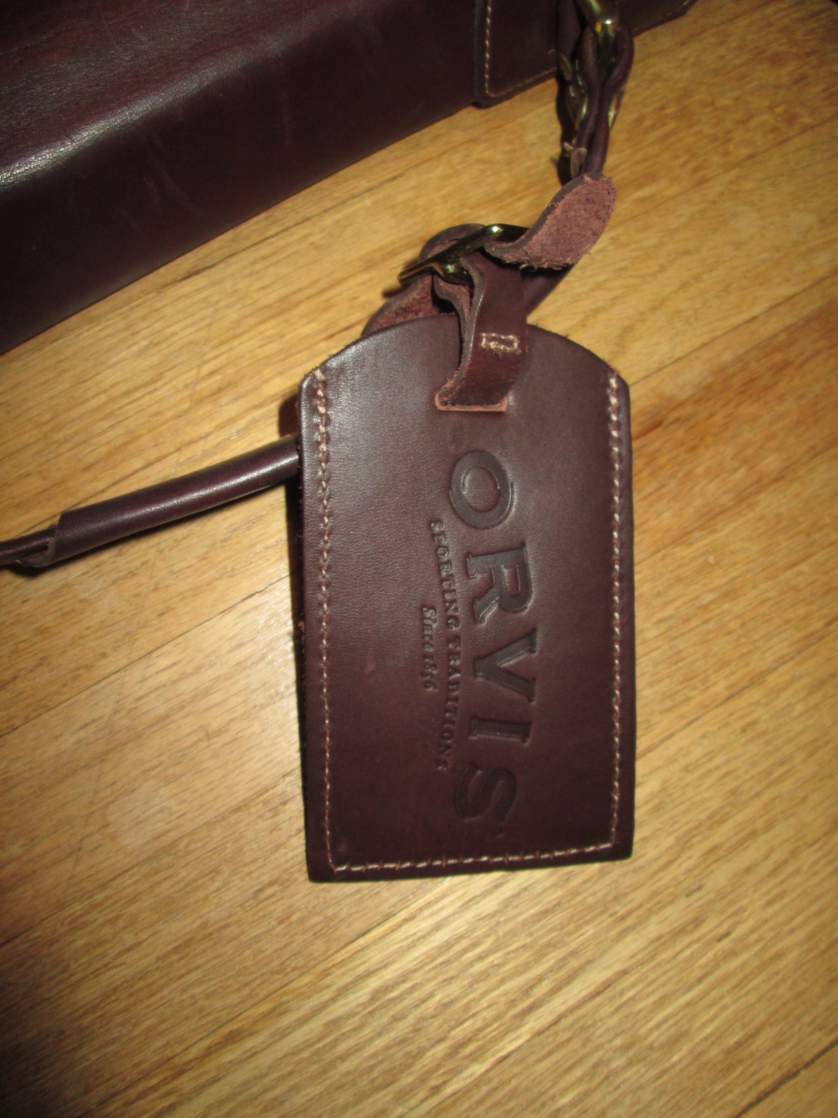 Vintage ORVIS Brown Saddle Leather Push Clasp Briefcase Messenger Bag *USA