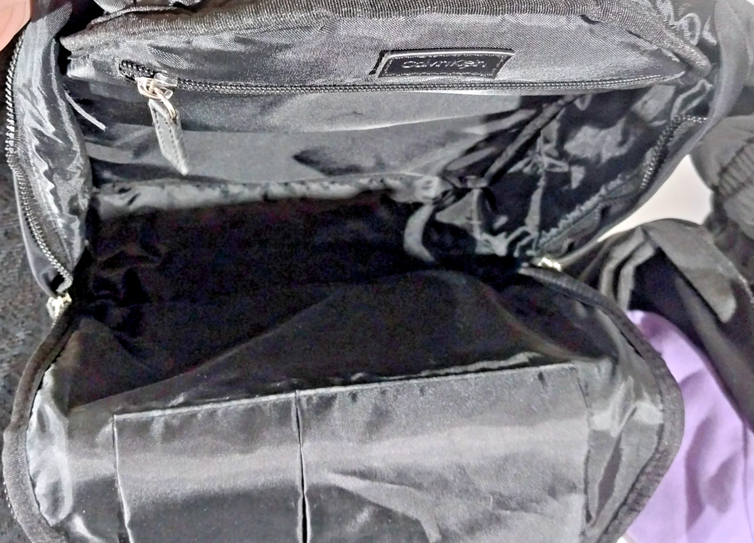 Unisex Calvin Klein Backpack-Rucksack Black Nylon and Pebble Polyurethane