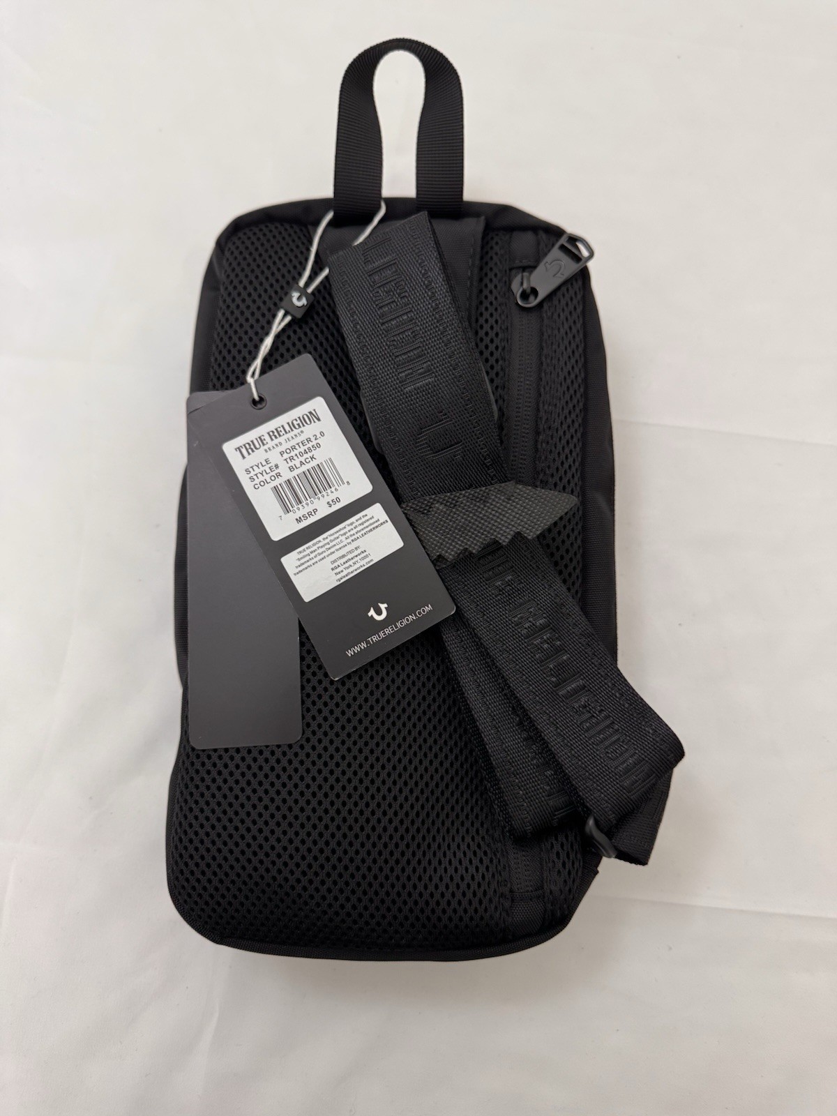 True Religion Porter 2.0 Mens Crossbody Sling Bag Travel Black Fanny Pack NWT